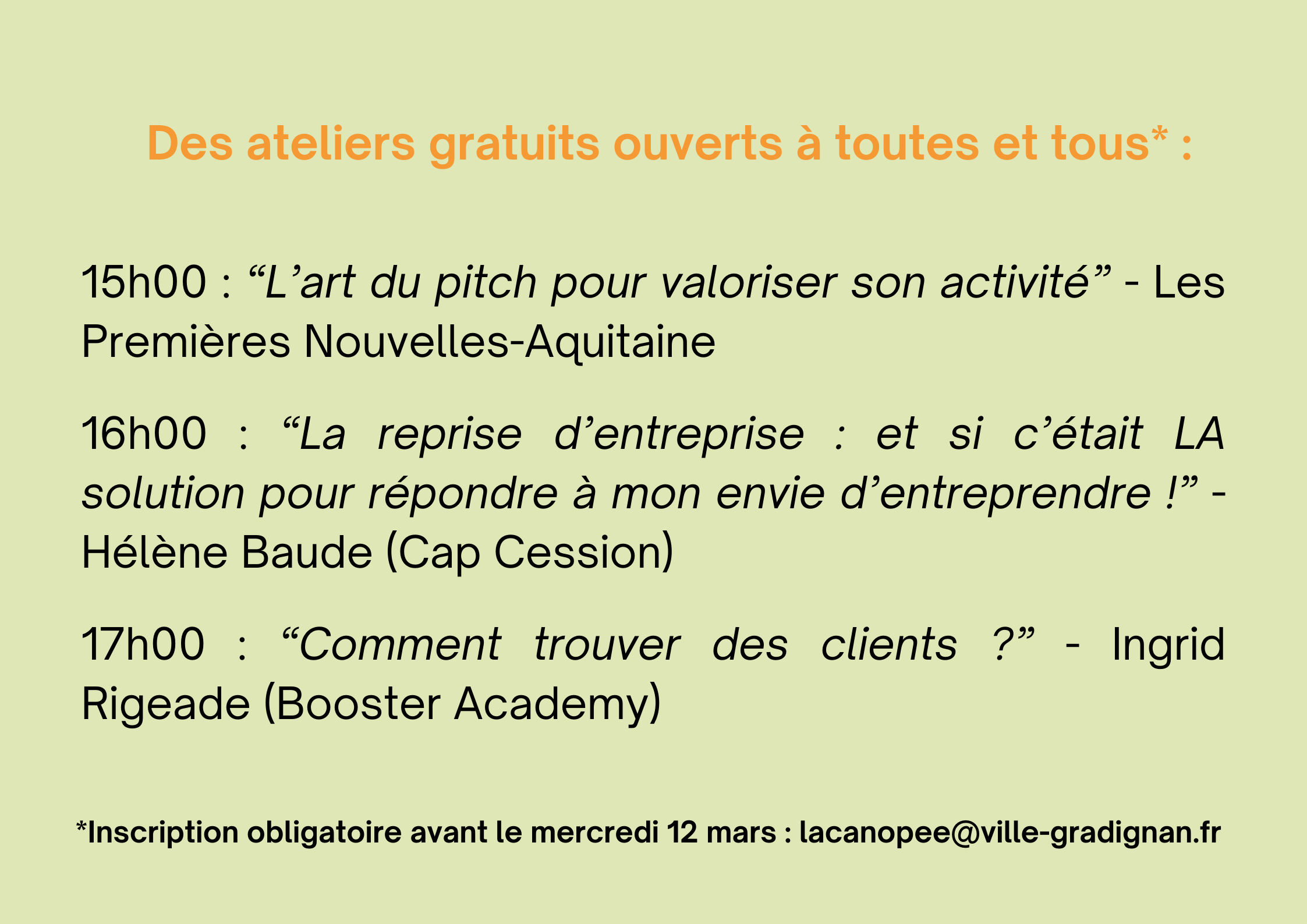 Ateliers Entreprenariat