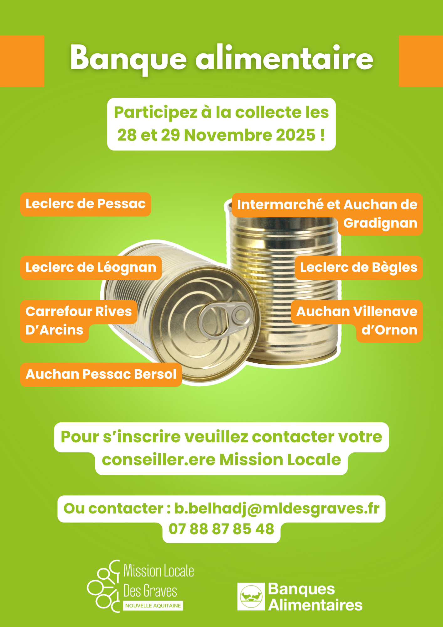 Collecte Banque Alimentaire 2025 : Mobilisez-vous avec la Mission Locale des Graves