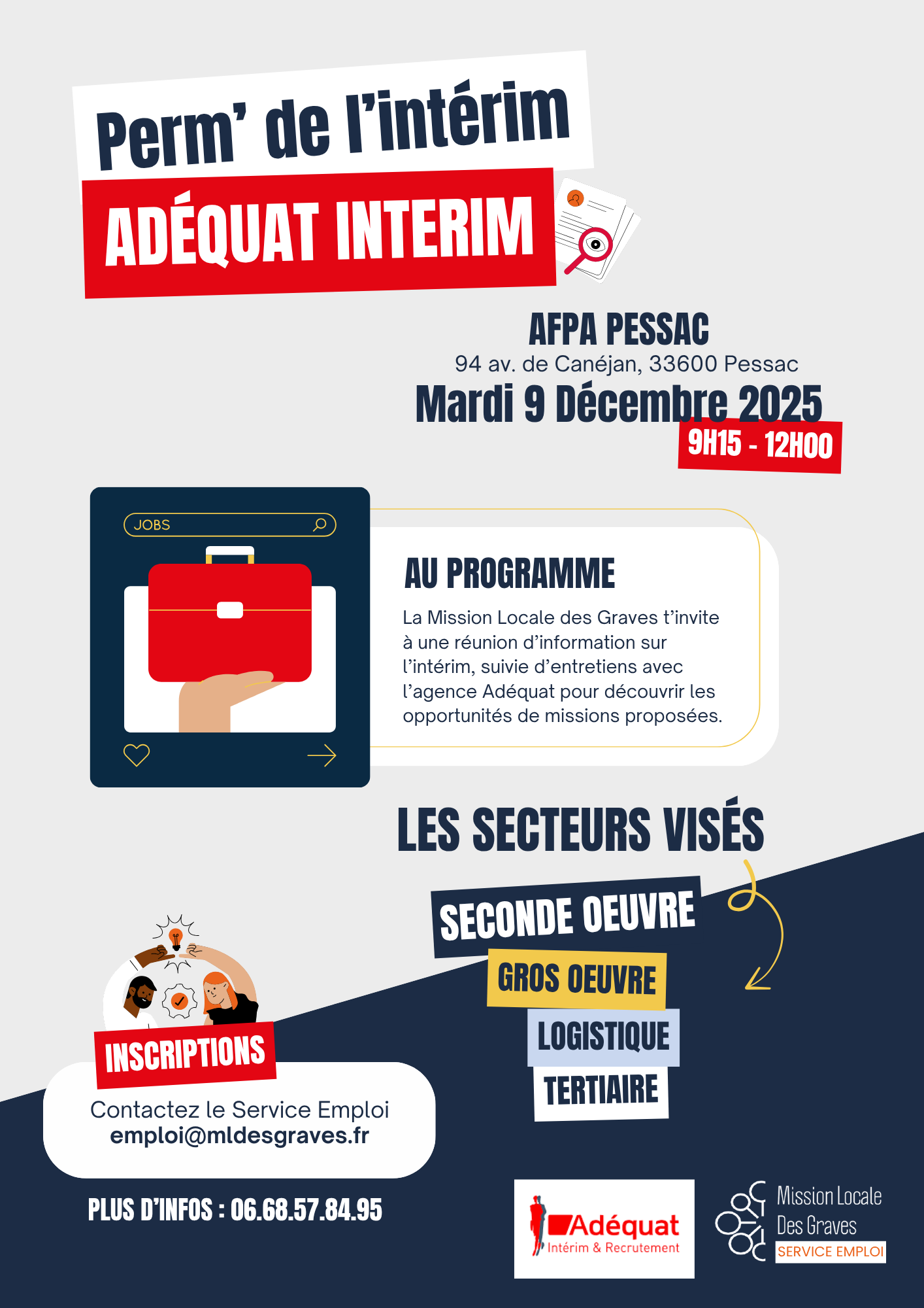 Découvre l’intérim avec Adéquat à Pessac – Réunion + entretiens le 9 décembre