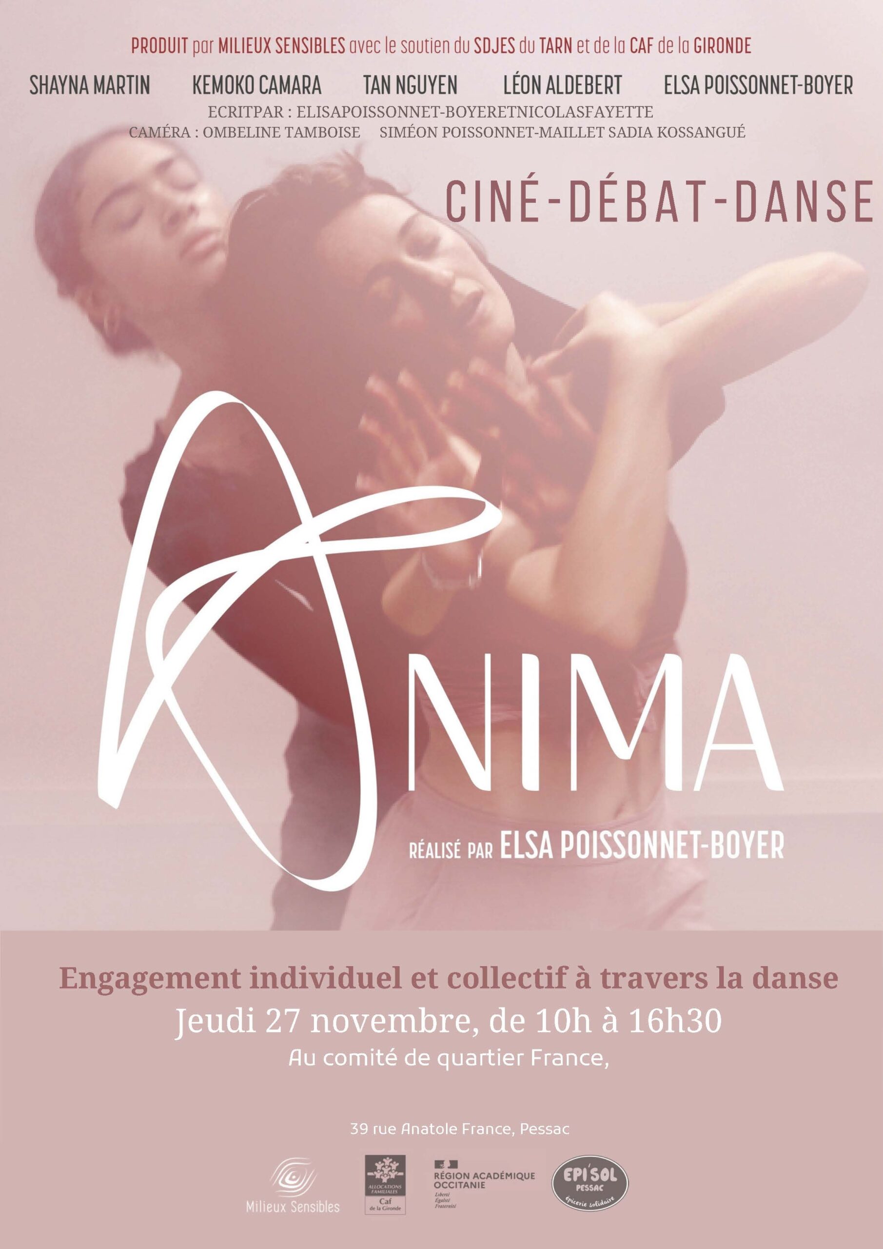 ANIMA : Ciné-débat-danse à Pessac le 27 novembre – Un événement sensible et engagé