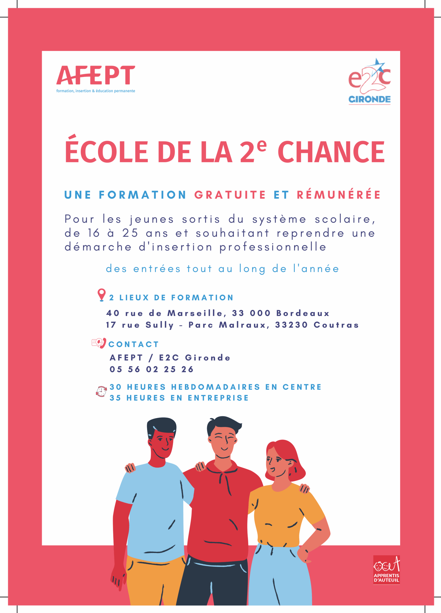 Rejoignez l'École de la 2ᵉ Chance (E2C Gironde) : une formation gratuite et rémunérée pour jeunes de 16 à 25 ans